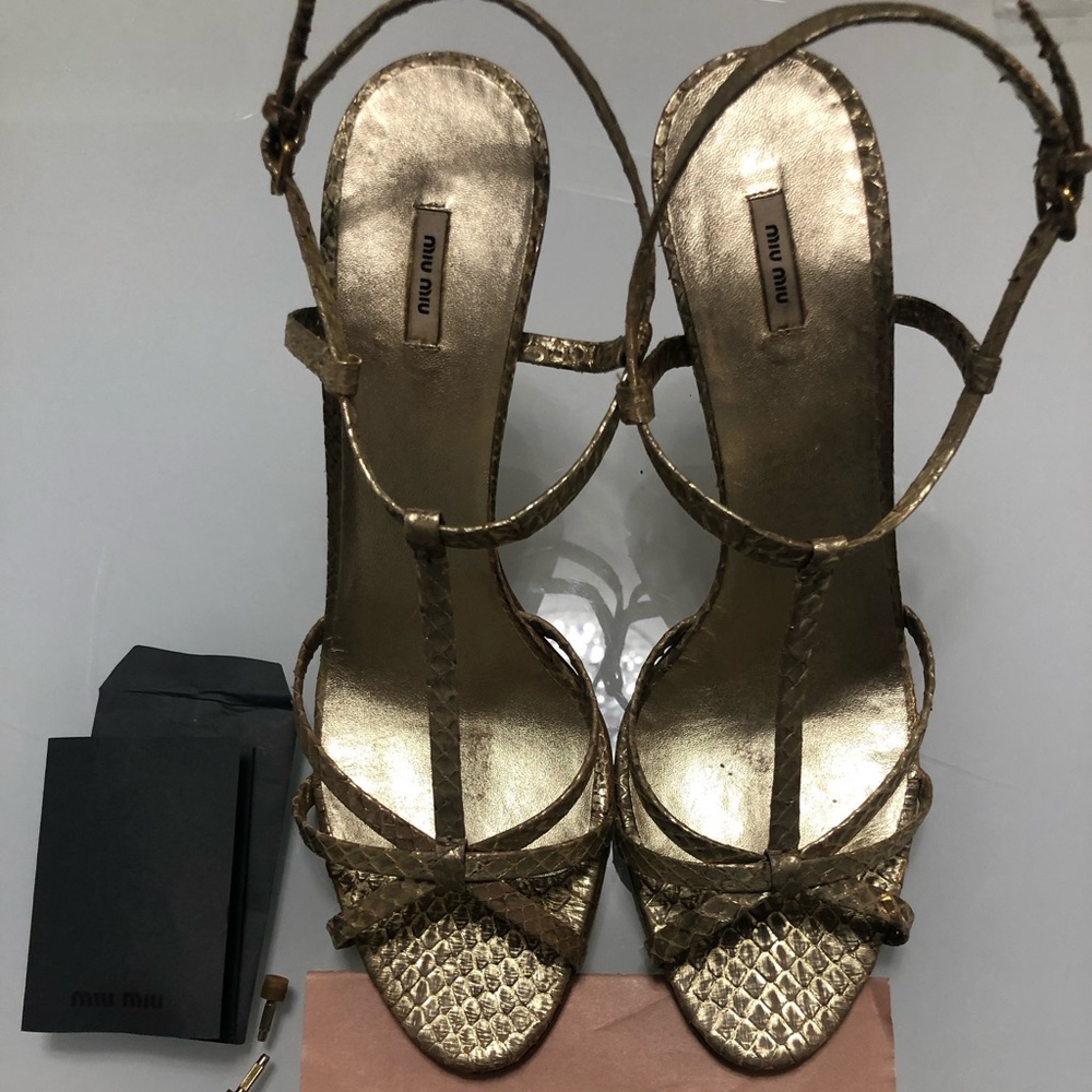 Original gold MIU MIU snakeskin sandals!